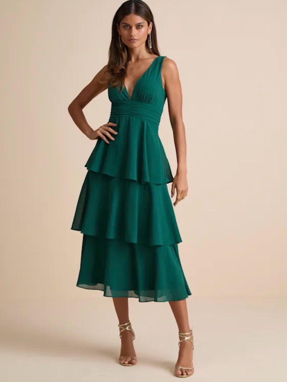 Lulus Celebration Time Emerald Tiered Dress